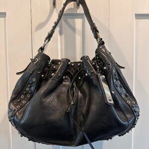 Vintage Karen Millen Large black leather Hobo Bag